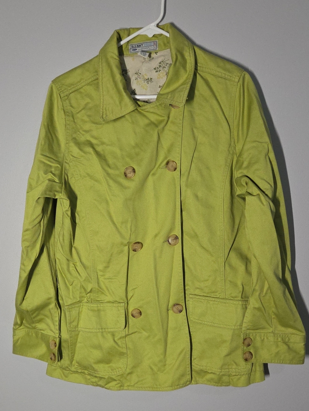 Old Navy Women's Lime Green Double-Breasted Trench Jacket